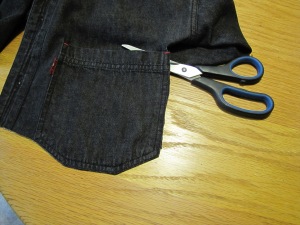 Cut around the jean pocket (photo by Virginia Allain)
